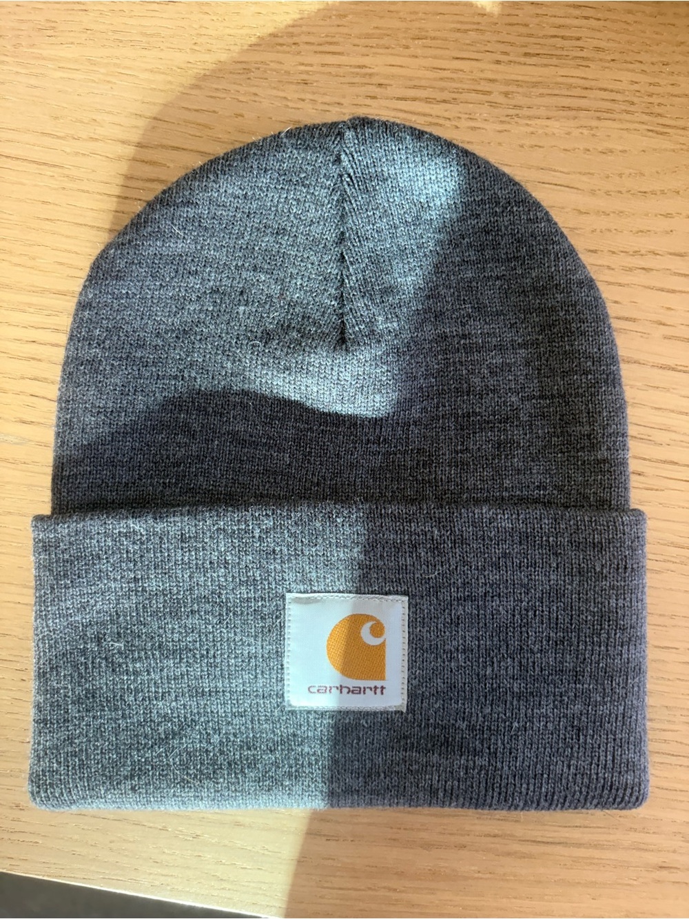 Carhartt Heather Gray Cuffed Knit Beanie with Yellow Logo
